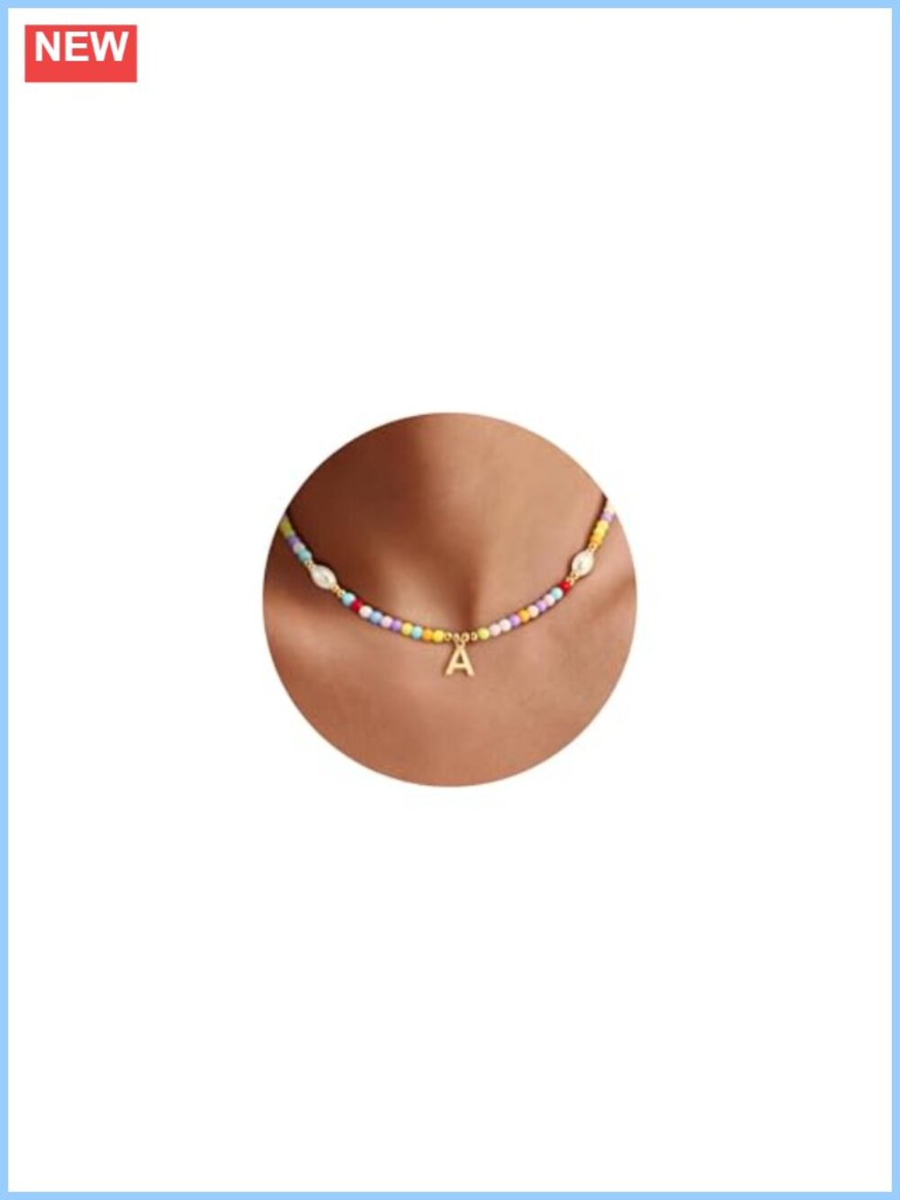 14K Gold Plated Initial Necklace with Pearls - Bohemian Charm, 16"